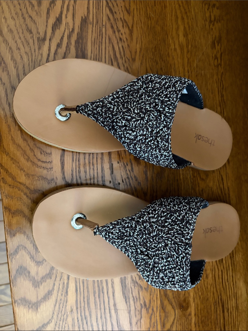 The Sak Black & Ivory Crochet Thong Sandal